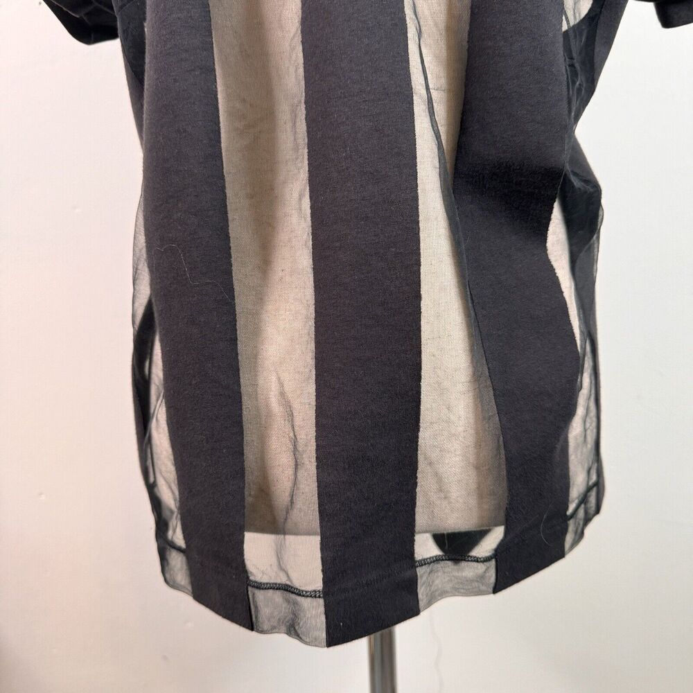 Marques Almeida Womens Shirt Devore Striped Top Goth Sheer Asymmetrical Small - Picture 9 of 12